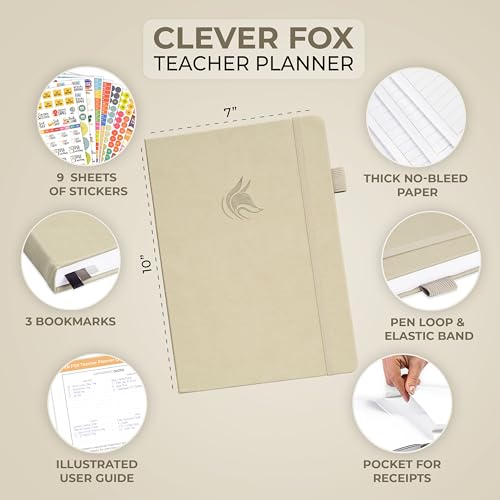Clever Fox Teacher Planner, School & Homeschool Book, B5 Size Foggy Alpes | Undated, 7x10, lay-flat binding, heavy-duty hardcover, teacher lesson weekly & daily planner, homeschool supplies - color: Foggy Alps, size: Smaller than A4 (7″ x 10″)