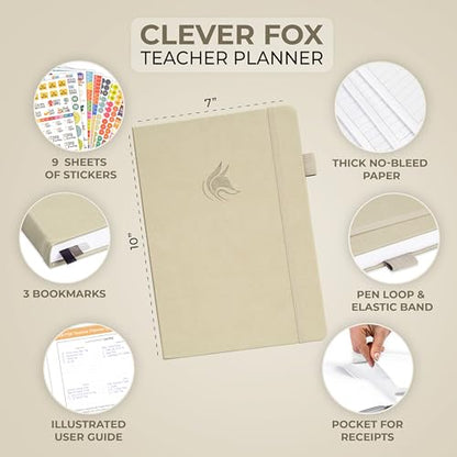 Clever Fox Teacher Planner, School & Homeschool Book, B5 Size Foggy Alpes | Undated, 7x10, lay-flat binding, heavy-duty hardcover, teacher lesson weekly & daily planner, homeschool supplies - color: Foggy Alps, size: Smaller than A4 (7″ x 10″)