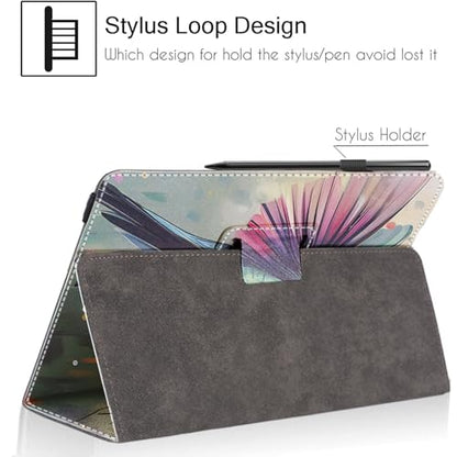 Universal 10 10.1 Inch Android Tablet Case,Slim Folding Stand Cover for All 9"-10.5" Touchscreen Tablet Case with Stylus Pen Holder,Flower Birds - color: Flower Birds
