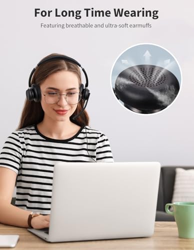 Wired Headphones with Microphone for PC, On-Ear Computer Laptop USB Headset with Noise Cancelling Microphone in-line Control for Home Office Online Class Skype Zoom, (3.5mm + USB)