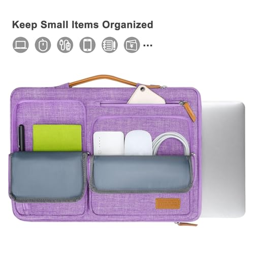 MOSISO 360 Protective Laptop Case 15 inch, 15 inch Laptop Sleeve Compatible with MacBook Air M5 M4 M3 M2 2026-2023, Dell XPS Plus, Side Open Carrying Case with 4 Zipper Pockets&Handle, Lilac - color: Lilac, size: 15 inch
