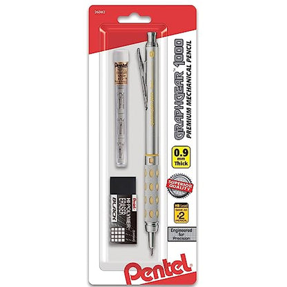 Pentel GraphGear 1000 Automatic Drafting Pencil (0.9mm), with Eraser Refills, 1-Pk (PG1019EBP) - color: RED, WHITE, style: 0.9mm