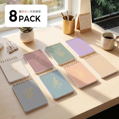 SKYDUE Pocket Notepads with Aesthetic Covers, Small Notebooks, Mini Spiral Notebook with Lined Pages Nursing School Essentials, Set Of 8 Gold - color: Gold
