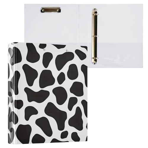 ALAZA 3 Ring Binder Black and White Cow Doodle Print Clipboard Round Ring Binder Holds 1.5 Inch Three Rings Binder Heavy Duty Binders for School Office Supplies, 1Pack - color: Multicolored 10