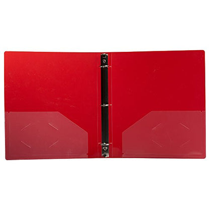 JAM PAPER Plastic 1 inch Binder - Red 3 Ring Binder - Sold Individually - color: Red, size: 1 inch