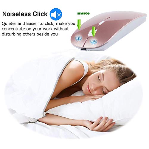 KLO Bluetooth Mouse for MacBook/Laptop/Notebook/pc/iPad/Chromebook, Wireless Mouse for MacBook Pro/AIR (Rose Gold/White) - color: Rose Gold/White