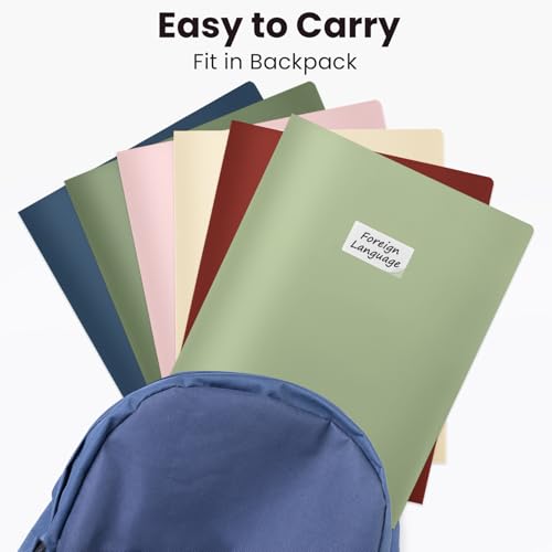 Sooez 6Pack Folders with Pockets, Pocket Folders with Extra Labels, Plastic Folders with Pockets, 2 Pocket Folders Bulk, Heavy Duty File Folders, School Folders Business Folder Office Filing Supplies - color: Retro Colors