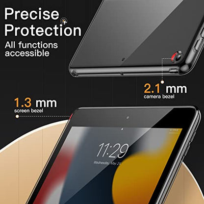 JETech Case for iPad 9/8/7 (10.2-Inch, 2021/2020/2019 Model, 9th/8th/7th Generation), Soft TPU Transparent Slim Shockproof Tablet Cover (Black) - color: Black, size: iPad 9/8/7(2021/2020/2019)