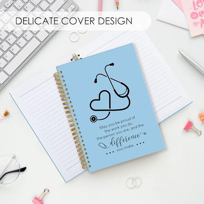Fewgb Blue Nurse Spiral Notebook Gifts, RN Appreciation Thank You Gifts for Nurses Week Hardcover Lined Notebooks Journal for Office Work, Nursing School Student Future Nurse Notebook A5 5.5x8.3 - color: nurse-blue