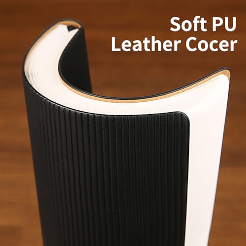 Lined Journal Notebook for Work College Ruled Notebook 5.79" x 8.27" A5 PU Leather Daily Journaling Notebook 216 Pages for Women Men Daily Writing Business School Travel Gift (Black) - color: 07-Black-1pack, style: A5 Lined 216pages