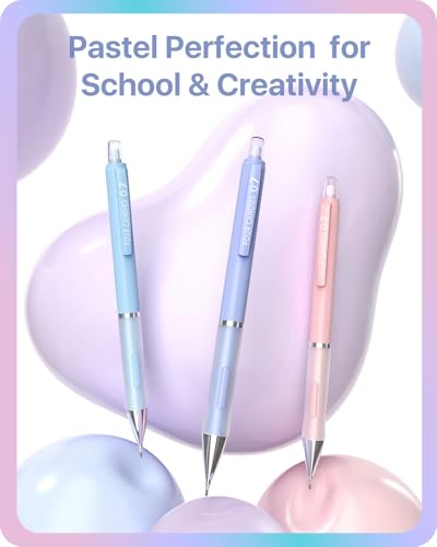 Four Candies 0.5/0.7mm Cute Mechanical Pencil Set, 6 Pack | 360 Leads, 3 Erasers+9 Refills, Storage Case, Non-Slip Grip, Fine & Everyday Lines for Writing & Drawing - style: 0.5mm+0.7mm