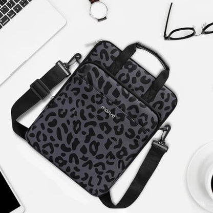 MOSISO 12.9 inch Tablet Sleeve Bag for iPad Pro 13 M4&iPad Air 13 M3 M2,iPad Pro 12.9 M2 M1 6/5th,Surface Laptop Go 12.4,Galaxy Tab S8+/S9+ 12.4, Leopard Grain Tablet Shoulder Bag with 3 Pockets,Black - color: Black