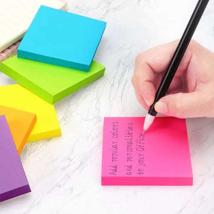 Osboo Sticky Notes 3x3 Pop Up Self-Stick Notes Pads with 6 Bright Colors, Easy to Post for Office, School, Home, 6 Pads/Pack, 100 Sheets/Pad(Pop Up) - color: Pink, Yellow, Green, Blue