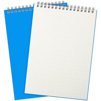 Engrowtic 2 Pack Graph Paper Spiral Notepad A5 Top Wirebound Notepad Grid Notebook Steno Pad Memo Notebook Grid Paper 140 Pages for Writing Sketching Drawing Office Supply (Light Blue) - color: Light Blue