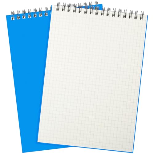 Engrowtic 2 Pack Graph Paper Spiral Notepad A5 Top Wirebound Notepad Grid Notebook Steno Pad Memo Notebook Grid Paper 140 Pages for Writing Sketching Drawing Office Supply (Light Blue) - color: Light Blue