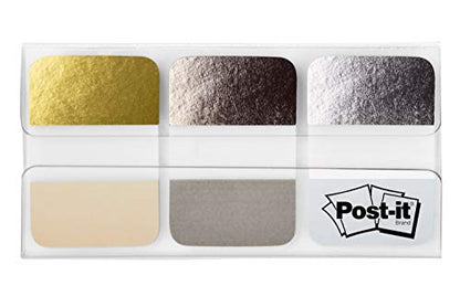 Post-it Tabs, Assorted Muted Metallic Colors, 60 Tabs/Pack, 1 in x 1.5 in (686-FLMM)
