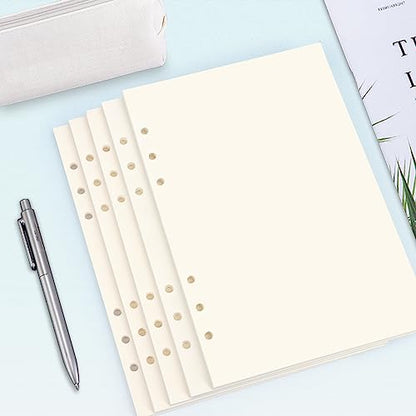 Toplive A5 Refill Paper [5 Pack], 100GSM Thick 6 Hole Loose Leaf - 225 Sheets (450 Pages), Blank Refillable Filler Inserts for 6 Ring Binder/Journal/Notebook - Perfect for Sketching & Creative Notes - style: 5Pack Blank Paper