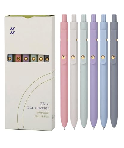Gel Pens 6Pcs, 0.7mm Smooth Writing Black Ink Pens for Journaling, Cute Aesthetic Office Desk Accessories, School Supplies, Gift for Students & Artists (6Pcs Morandi-Black Ink) - color: 6Pcs Morandi-Black Ink