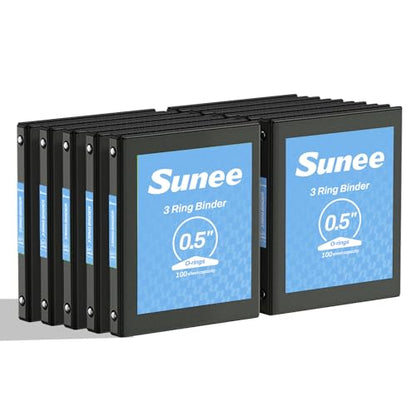 SUNEE 1/2 Inch Binders 3 Ring 10 Pack Bulk, PVC-Free Clear View Half Inch Binders (Fits 8.5x11 Inches) for School, Office & Home Use, Black - color: Black, size: 0.5 Inch, style: 10 Pack