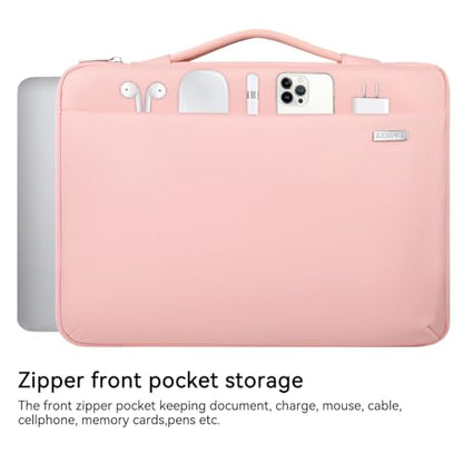 LANDICI 360°Laptop Sleeve Case 14 15 Inch Compatible with MacBook Air 15 M2/M3/M4 2022-2025, MacBook Pro 15, Hp chromebook 14, Waterproof Computer Bag Cover with Handle, Pink - color: Light Pink, size: 14-15 inch