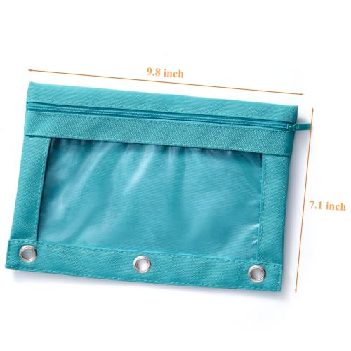 3 Ring Binder Pencil Pouch, Durable Pencil Case for School Supplies, Classroom Must Haves, 3-Hole Design Fits Binders, Zipper Closure, Ideal for Students/Back to School Teal - color: Teal