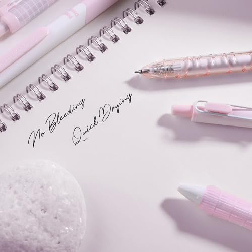 5 Count Pastel Gel Ink Pen Set,Cute Note Taking 0.5mm Fine Point Retractable 5 Count Black Ink Pens for Writing, Journaling, School, Office (Light Pink Clear) - color: Light Pink Clear