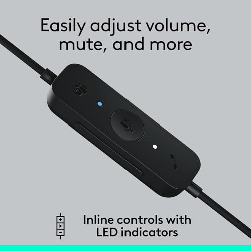 Logitech H570e USB Headset with Microphone for PC and Mac, USB-A Wired Headset with Stereo Sound, Noise-Canceling Mics and Inline Controls, Certified for Microsoft Teams, Black - size: Teams, style: Stereo