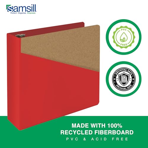 Samsill Durable 3 Inch Binder, D Ring Binder, Customizable Clear View Cover, Ruby Red, Holds 625 Pages - color: Red, size: 3 Inch