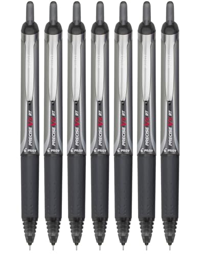Precise V5 RT Retractable Rolling Ball Pens, Extra Fine Point (.5mm), Black Ink, 7-pk; Premium Comfort Grip, Include with Plastic Reusable Pouch - color: Black, size: 1 Count (Pack of 7)