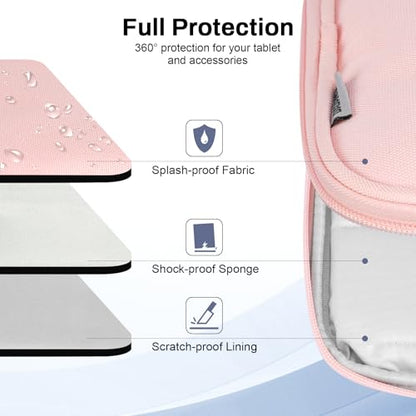 Dadanism 9-11 Inch Tablet Sleeve Padded Carrying Case with Handle, Protective Travel Bag for iPad A16 11" 2025, iPad Air M4/Pro M5 11", iPad 10th Gen 10.9", iPad 10.2", Galaxy Tab A11+ 11", Pink - color: Pink