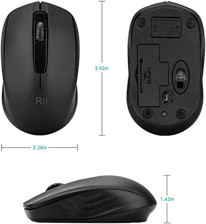 Rii Wireless Mouse, 2.4G Portable Computer Mice for PC, Laptop, Windows, Office Included Wireless USB dongle, Black - color: black
