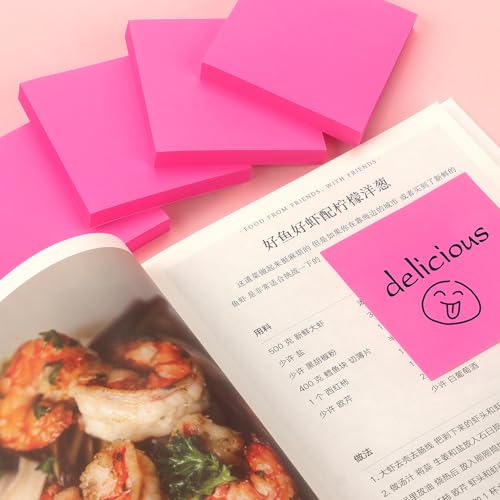 Sticky Notes 3x3 Pop Up Self-Stick Notes Pads with Bright Colors, Easy to Post for Office, School, Home, 4 Pads/Pack, 90 Sheets/Pad (Rose Red) - color: Rose Red