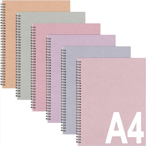 Glenmal 6 Pcs Spiral Notebook for Work A4 8.5 x 11'' | College Ruled Spiral Journal Notebook Kraft Cover Ruled Paper, 120 Sheets 240 Pages for Office Study Supplies(Dreamy Colors) - color: Dreamy Colors