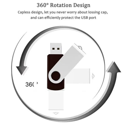 USB Flash Drive 2G 20 Pack Bulk USB 2.0 Flash Drives Thumb Drive Swivel Memory Stick Jump Drive Pen Drive Zip Drive - color: Black