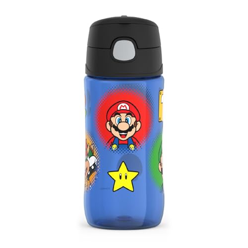 THERMOS FUNTAINER 16 Ounce Plastic Hydration Bottle with Spout, Mario - color: Mario