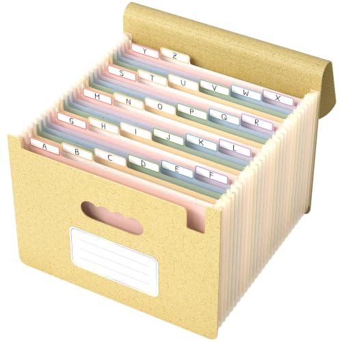 ThinkTex Accordion File Organizer, 26 Pockets Expanding File Folders, Monthly Bill Receipt Documents Organizer, A-Z Colorful Tabs, Letter/A4 Size - Dusty Butter - color: Dusty Butter