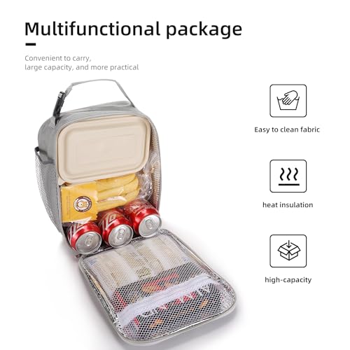 Lovoeo Lunch box Lunch bag for men women Insulated Lunchbox Lunch bags for Work Picnic Travel (Light grey) - color: Light grey