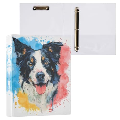 Colorful Dog 3 Ring Binder 1.5 inch Binders Three Ring Binders with Clipboard Hold 200 Sheets for Office Supplies - color: Colorful Dog