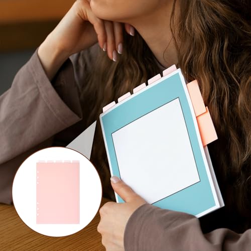 10 Sheets A5 Binder Dividers, Pink Binder Dividers with Tabs 6 Ring Insertable Plastic Index Divider Sheets for Planner Notebook Loose Leaf Binders