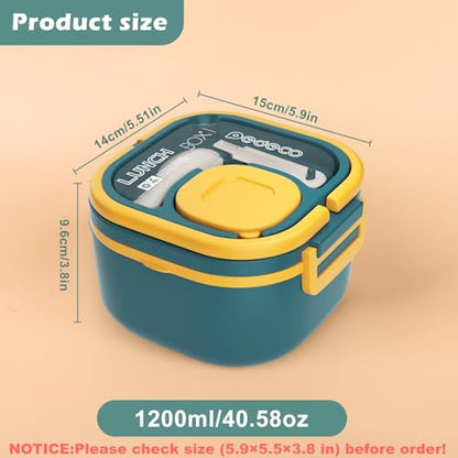 PEDECO Single-Layer Bento Lunch Box for Kids & Adults with Removable Stainless Steel Lunch Container,Dressing Container,BPA-Free,Dishwasher Safe - Includes Utensil(Blue,Non-Insulated) - color: Blue, size: Stainless Steel Single Layer
