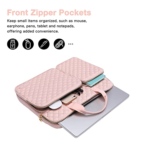MOSISO 360 Protective Laptop Case 13 inch, 13 inch Laptop Sleeve Compatible with MacBook Air M5 M4 M3 M2 M1 2026-2018/Neo/Pro M2 M1, Square Quilted Bag Cover with 2 Pockets&Handle&Belt, Chalk Pink - color: Chalk Pink, size: 13 inch