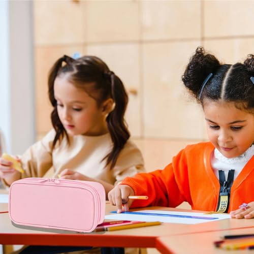 FlowFly Large Capacity Pencil Case for Kids, Boys & Girls – Zippered Multi-Functional Pen Pouch, Soft & Portable Pencil Bag for School, Teens, Students, Pink - color: Pink