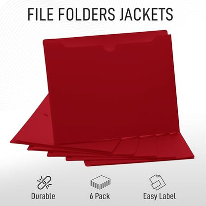 Red File Jackets, 2 Inch Expansion, Letter Size, Reinforced Straight-Cut Tab, 6 Pack - color: Red, style: 2 Inch Expansion