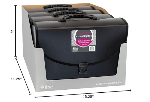 C-Line 21-Pocket Poly Expanding File with Handle, Includes Tabs, Locking Closure, Legal Size, Black (58320), Traditional - size: Legal