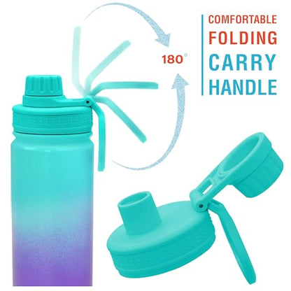CHILLOUT LIFE 17oz Kids Insulated Stainless Steel Water Bottle with Leak Proof Spout Lid & 144 Stickers - color: Caribbean Lily, style: 17 oz