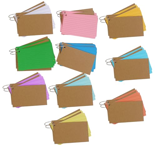 Colored Index Cards 3x5 Inches Flash Cards with Ring Lined Ruled Study Card for Learning, Studying Memory Office College Recipe Game Cards (10 color-1000pcs) - color: 10 color-1000pcs