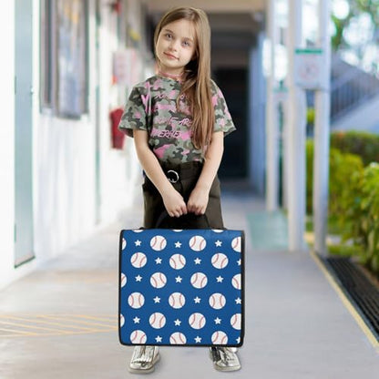Zipper Binder Bag 3 Ring File Folder Portfolio Organizer Zippered Binder Bags with Strap Fits Laptop Women Men - color: 28-baseball Navy Blue