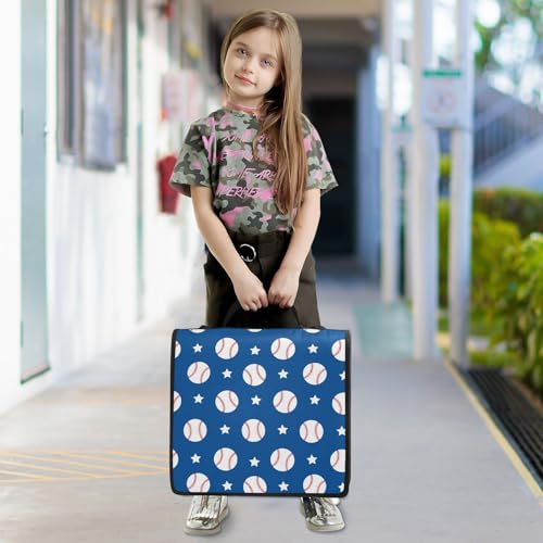 Zipper Binder Bag 3 Ring File Folder Portfolio Organizer Zippered Binder Bags with Strap Fits Laptop Women Men - color: 28-baseball Navy Blue