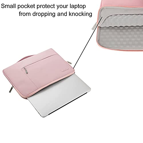 MOSISO Multifunctional Briefcase & 360 Protective Square Quilted Sleeve Bag with 2 Pockets&Handle&Belt Compatible with MacBook Air/Pro, 13-13.3 inch Notebook, Pink&Chalk Pink