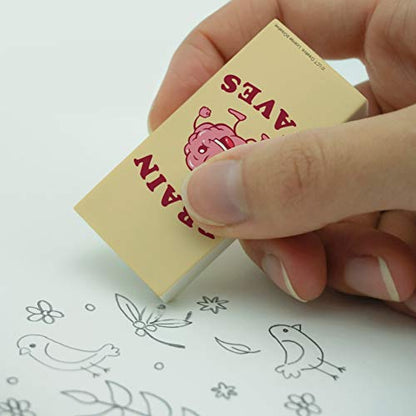 Brain Waves Waving Funny Humor Eraser Set of 2